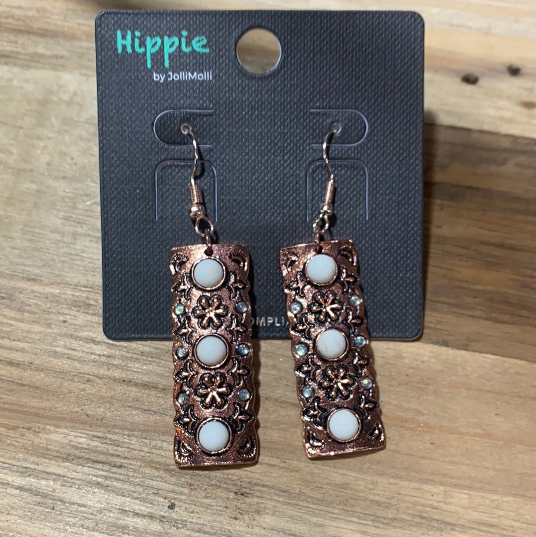 White/Copper Earrings