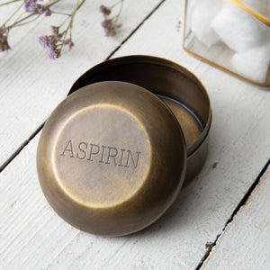 Antique Brass Aspirin Pill Box