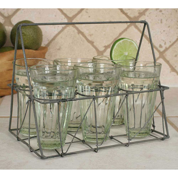 Rectangular Wire Caddy with Glasses