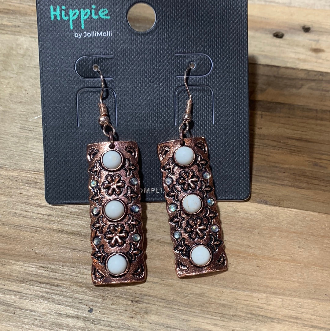 White/Copper Earrings