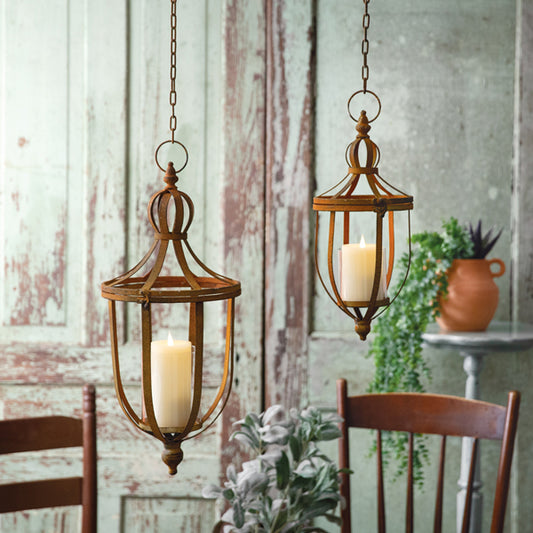 Rustic Finial Lanterns -  Set of 2