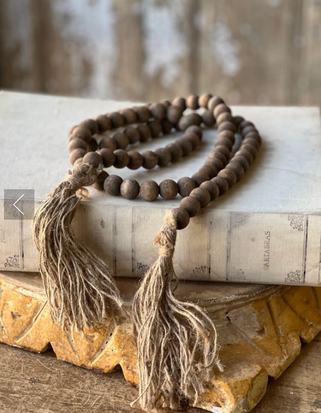 Natural Beaded Garland with Tassel