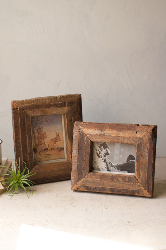 Recycled Wooden Photo Frames - Set Of 2