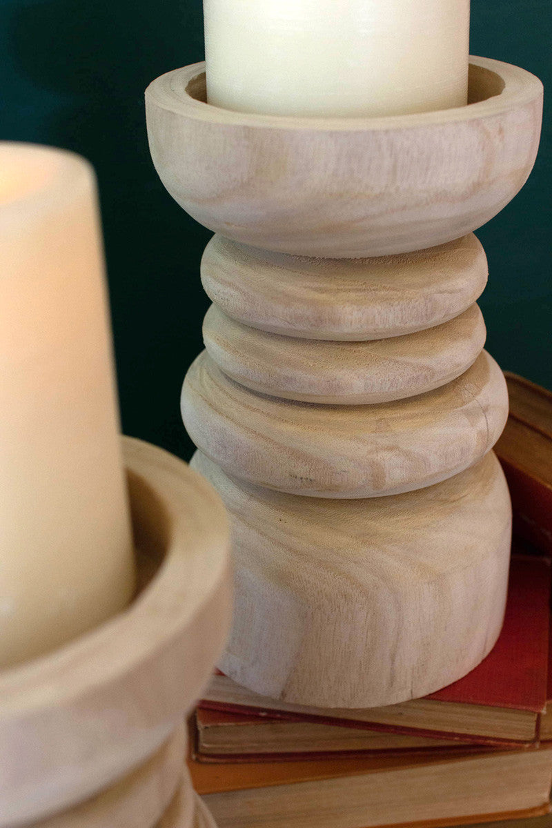 Wooden Pillar Candle Holder