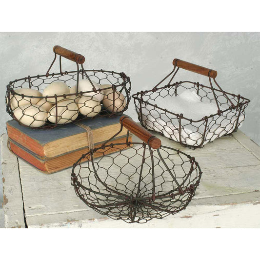 Chicken Wire Baskets - Set of 3