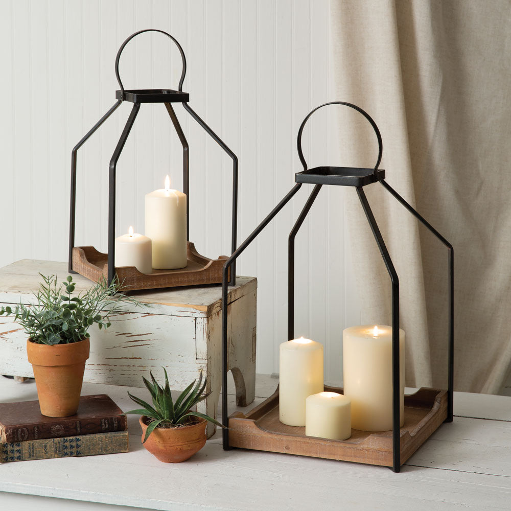 Industrial Style Open Lantern Set