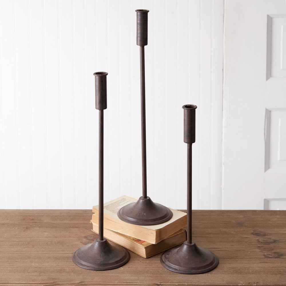 Rustic Modern Taper Candle Holders - Set of 3