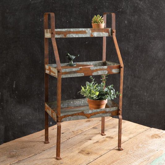 Three-Tier Rustic Standing Shelves