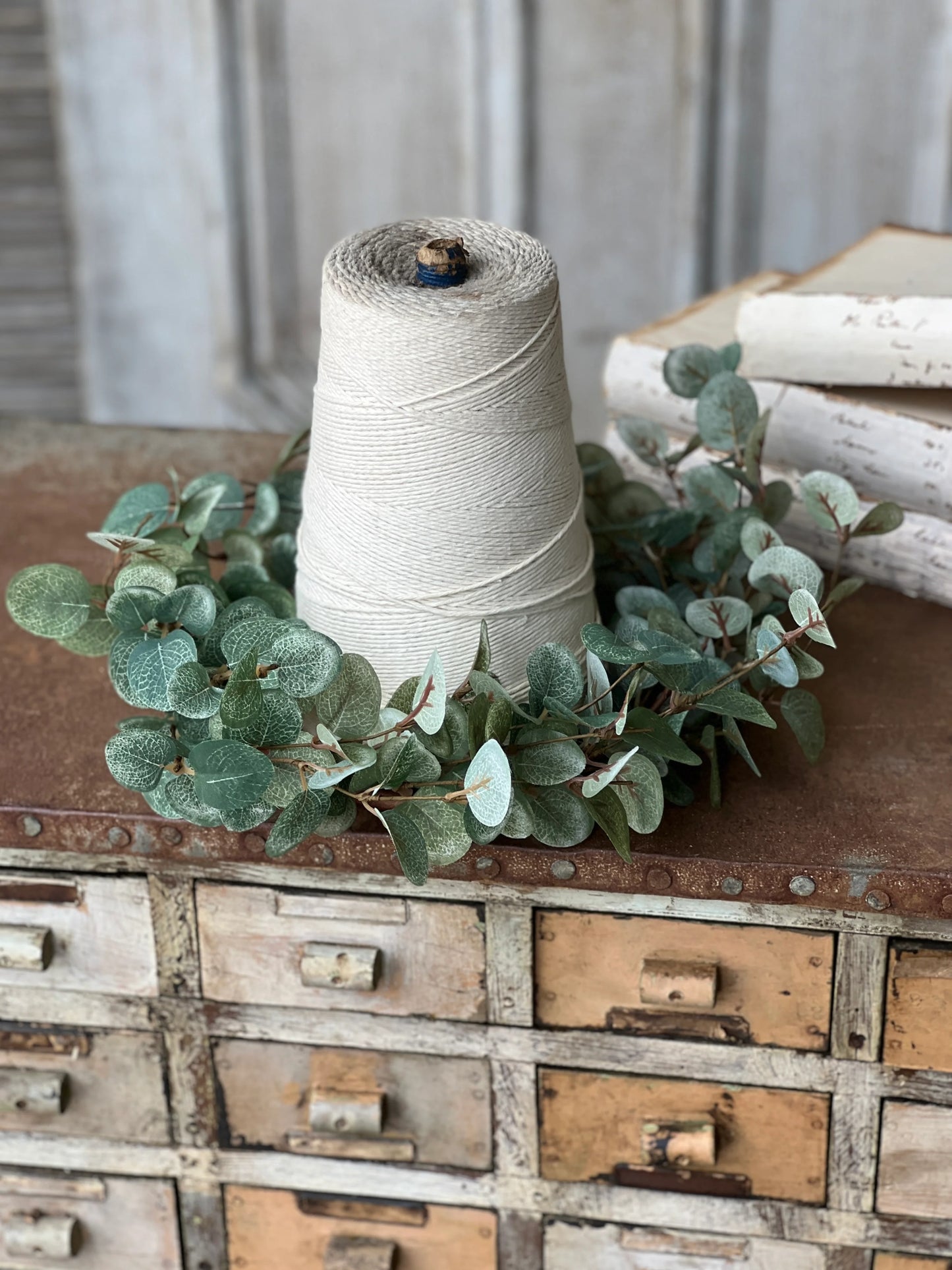 Garden Eucalyptus Candle Ring 6.5"