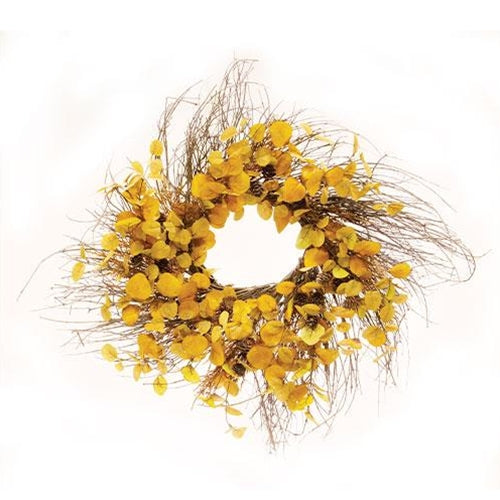 Penny Leaf Wreath 26" Mustard