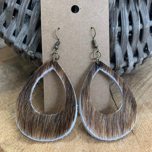 Cowhide Hair On Leather Earrings#shop_name