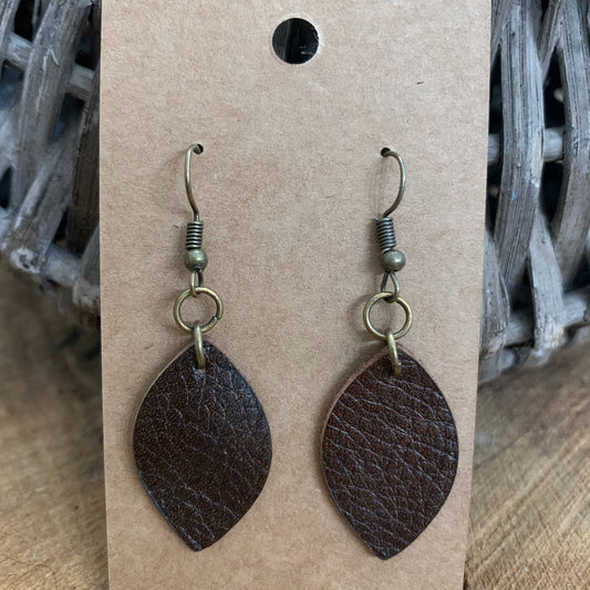 Rustic Teardrop Leather Earrings#shop_name