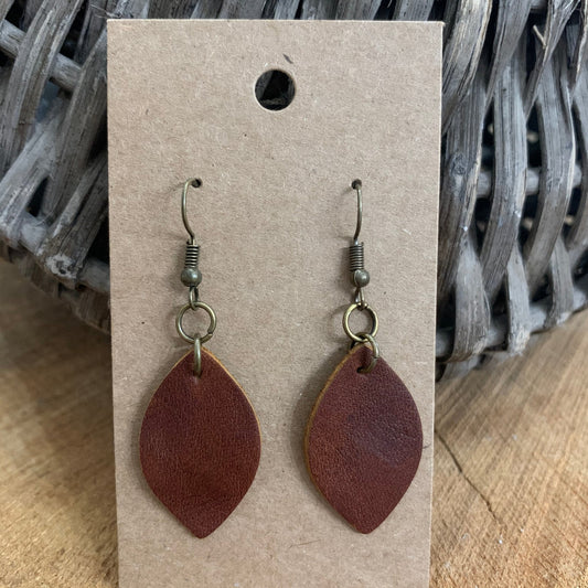 Smooth Leather Teardrop Earrings#shop_name